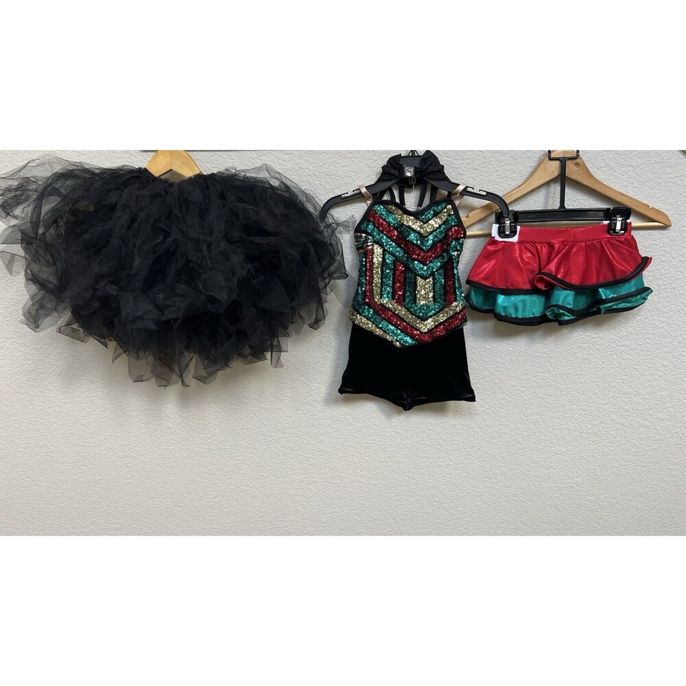 Curtain Call Size Child Small Rebel Beat Sparkly Dance Costume Multi Sequined